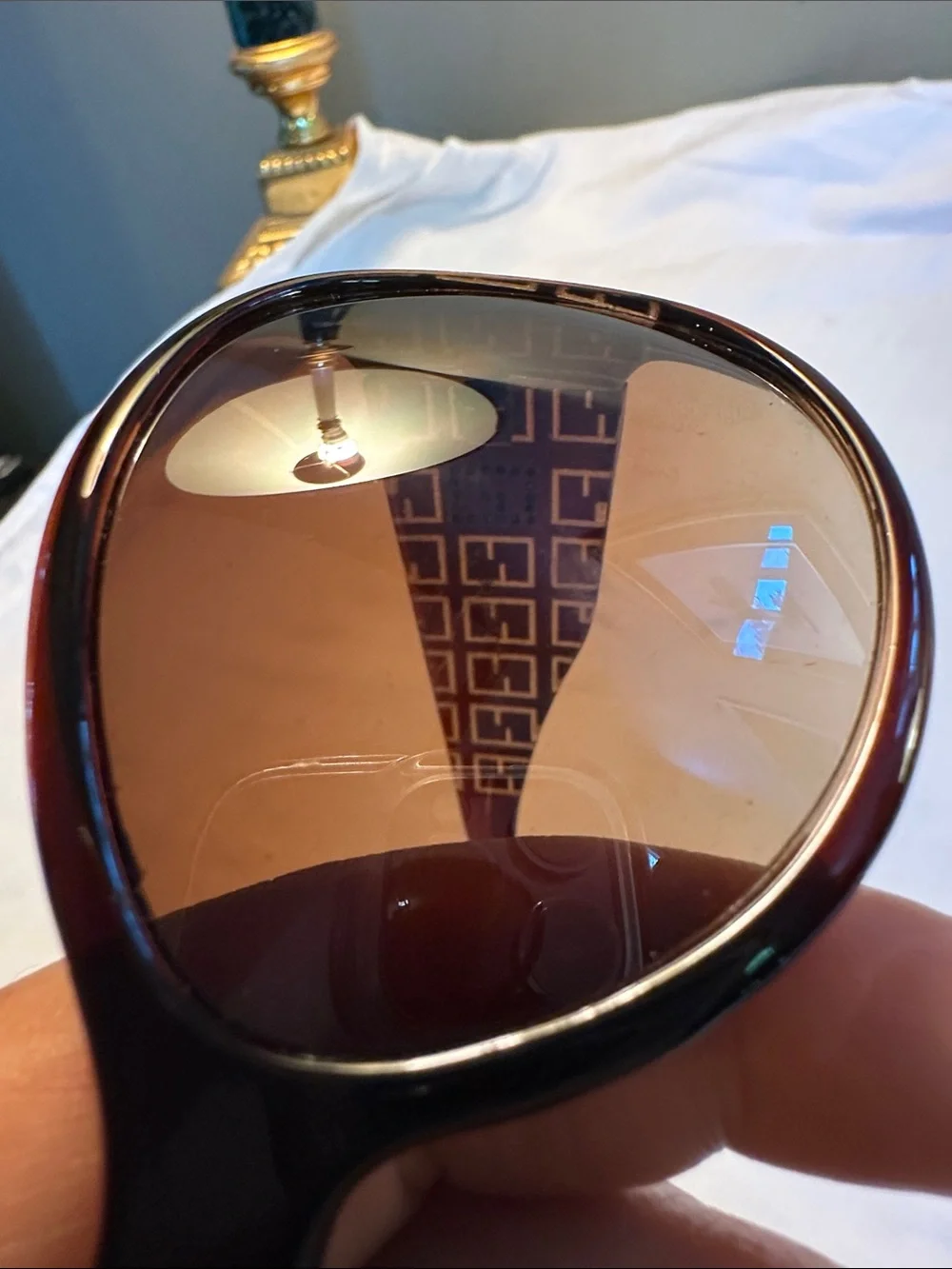 Brown Patterned Women's Sunglasses with Crystal Accent